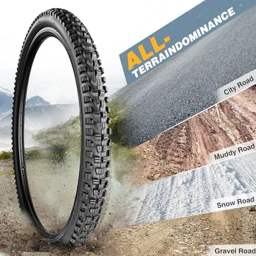 WEEROCK MTB Bike Tire Two Pack 26/27.5/29 Inch Tire Folding Bead Replacement Tyre, 2.3 Inch Wide Mountain Bicycle Tires with Inner Tubes, Black/Brown Wall Side