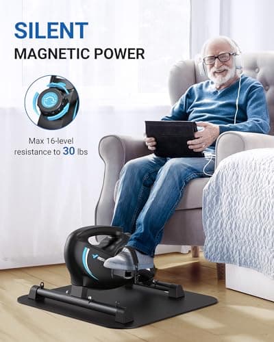 Under Desk Bike Pedal Exerciser, Quiet Magnetic Mini Exercise Bike with MERACH App for Arm, Leg Recovery, Physical Therapy, Smooth Foot Desk Cycle