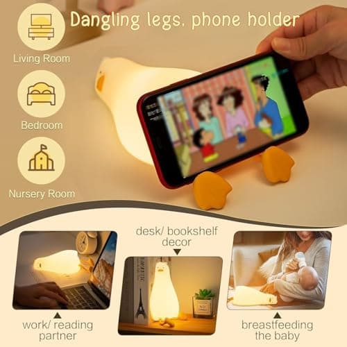Lying Flat, Cute Squishy Ducky Lay Touch Kids Lamp, College Funny Dirty Santa Gag, Yankee Swap, Birthday Gifts, Safe Silicone YR YRHH-PET Existential Crisis Duck Lamp Night Light, White Elephant Gifts B0DRL96PCC
