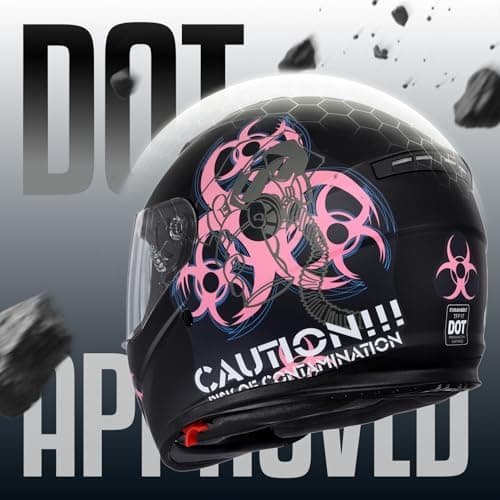 TRIANGLE Full Face Motorcycle Helmet Dual Visor Helmets for Adult Men and Women with Smoked Sunshield DOT Approved