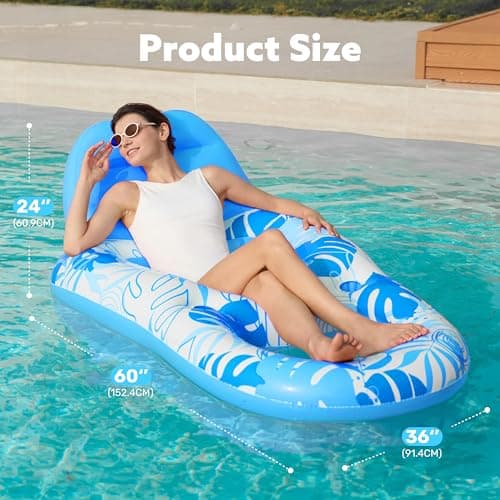 SLOOSH Inflatable Pool Floats Lounger Adult, Pool Float Lounge Raft Floaties Water Floating Recliner Chair with Cup Holders Foot Rest Swimming Floaty