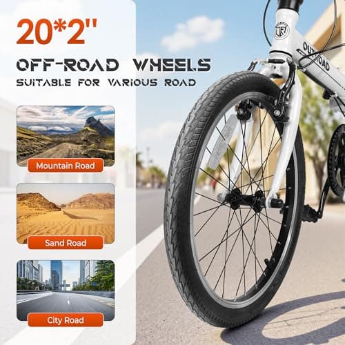 20 inch Folding Bike, Foldable Bicycle for Adults with 7 Speed Derailleur, Lightweight Collapsible Bicycle for City Commuting, Fold Up Bike Men Women Teenagers