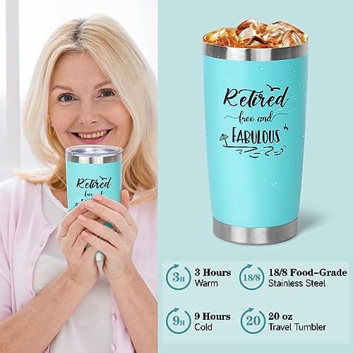 Retirement Gifts for Woman 2025, Happy Cool Retirement Gifts for Women Coworker, Teacher, Boss, Nurse, Friends, Mom, Retirees, Retired Free and Fabulous Funny Retirement Spa Gifts Basket, 8 pcs