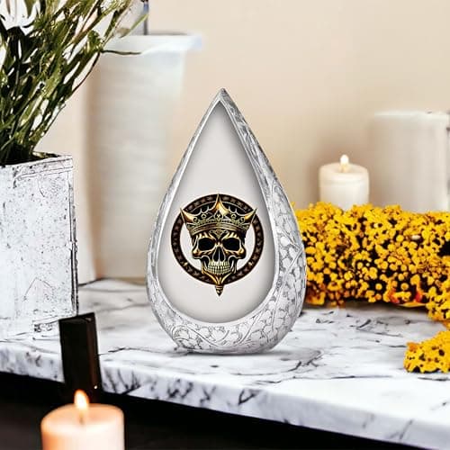 Pirates King Golden Skull Burial Small Urns for Adult Male Female Ashes - Drop Handcrafted Cremation Urn for Human Ashes - Remembrance Gift for Loss - Burial Cremains Containers (3 Inch) B0FBGQTX24
