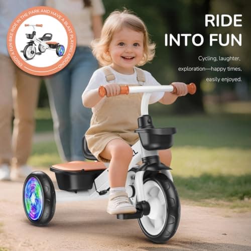 Adjustable Toddler Bike Outdoor Toys, Trike with Light up Wheels Umatoll Tricycle for Toddlers 2-5 Year Old, Birthday Gift for Boy Girl 2-4 B0DP9RKM21