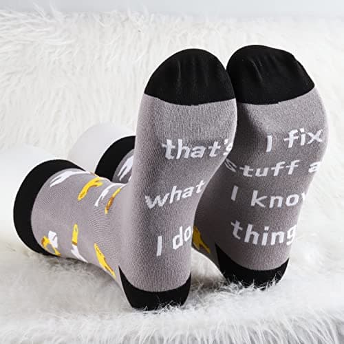 MBMSO Maintenance Worker Gifts 2 Pairs That's What I do I Fix Stuff and I Know Things Socks Handyman Gifts Repair Man Gift