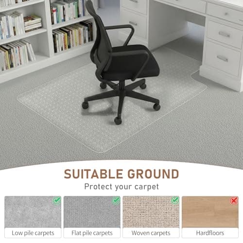Winado Office Chair Mat, 36"x48" Non-Slip Under Computer Desk Chair Carpet Floor Protector, Heavy Duty Clear Plastic Chair Mats for Rolling Gaming and Work Chairs (Carpet 90 * 120 * 0.2cm with Lip)