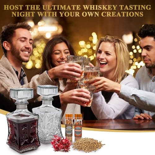Alcohol Infusion Kit, DIY Whiskey Making Kit for Infusing Bourbon, Rye, Gin, Vodka, Tequila, Rum with Custom Botanicals, Perfect Alcohol Infusion Kits Whiskey Gifts for Men, Dad, Husband