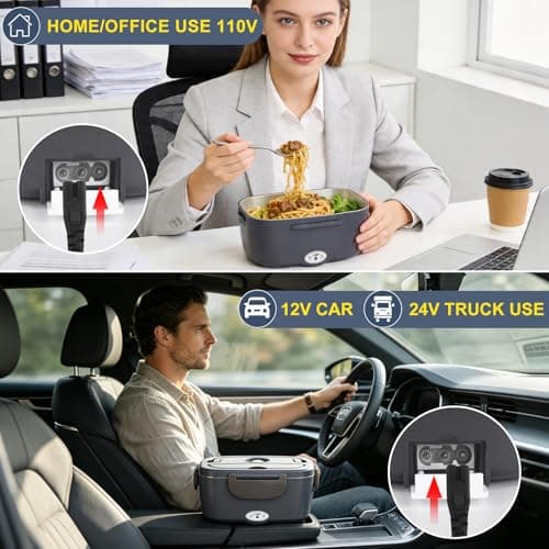 Leakproof, Removable Easy Clean, 12V/24V Car/Truck & 110V Home Use, Lonchera Eléctrica Portátil with Bag Tableware, Gifts Carsolt 1.5L Electric Lunch Box, Heated Lunch Box Food Warmer for Adults B09YXSNCTM