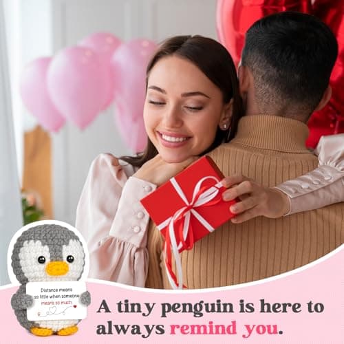 Miss You Thinking of You Gifts for Friend Couple, Positive Crochet Penguin, Farewell Goodbye Going Away Gift for Him Her Long Distance Relationship Gifts for Boyfriend Girlfriend Friendship B0GD69ZJ6M