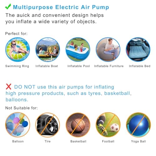 Newpol Inflatable Bed Pump, Electric Air Pump(100 Gallon/Min) for Air Mattress Beds, Inflatable Swimming Pools, Swimming Ring(AC110-240V/DC12V)