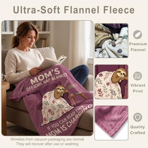 Fun Gifts for Mom on Birthday Mother's Day,Flannel Material ,Suitable for naps and rest,Mom Stocking Stuffers Mom Blanket,Fun Gifts for Mom from Daughter Son, 60 x 50 in B0HFN2KSHC