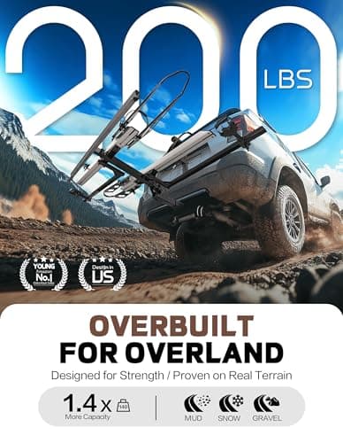 Young Hitch Mount Bike Rack with Ramp, 200 lbs. Capacity for 2 E-Bikes, Fat Tire and Standard, fits Cars, SUVs, RVs, Trailers with 2 Inch Receiver