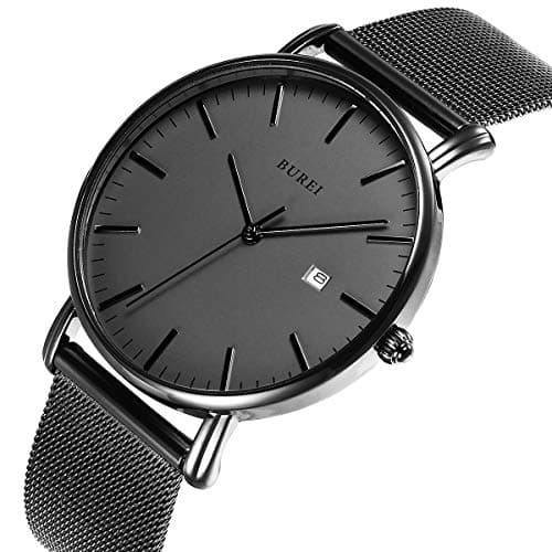 BUREI Men Wrist Watches Fashion Minimalist Analog Quartz Waterproof Watches for Men