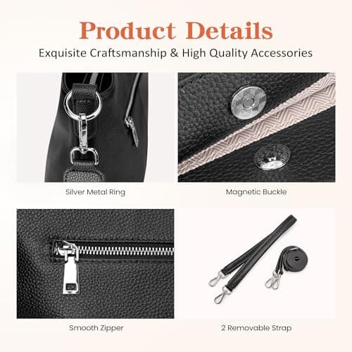 befen Genuine Leather Purse for Women Soft Crossbody Purse Hobo Bag Women's Shoulder bag Handbags with 2 Removable Straps