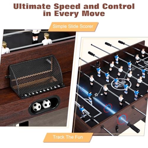 4-in-1 Combo Game Table 55" Multi-Game Table with Foosball, Electric Air Hockey (Powerful 700mA Motor), Ping Pong & Poker Great for Home & Game Room Fun