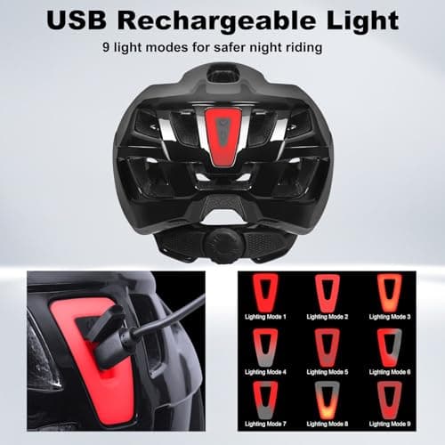 Bike Helmet Adult for Men, Lightweight Ebike Helmet with LED Light & Magnetic Goggles, USB Charging Cable Included, Cycling Helmet for Adult with Adjustable Dial Fit 22.8"- 24.4 "