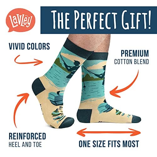 Lavley Can’t Today My Arm Is In A Cast Socks - Funny Fishing Socks for Men - Hilarious Gift for Anglers and Outdoorsmen - One Size Fits Most