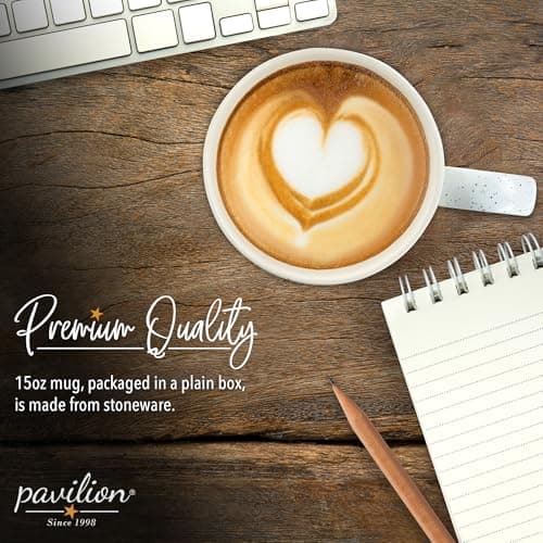 Pavilion Retirement Coffee Mug - "Retired & Taking Life One Sip at a Time" Text Design - Speckled Stoneware Coffee Cup for Retirees, Microwave & Dishwasher Safe, Beige w/ Bronze Metallic Bottom, 15 oz