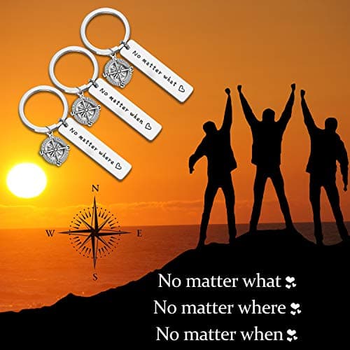 WUSUANED No Matter What Where When Compass Best Friend Keychain Set Long Distance Friendship Gift For Sister Best Friends