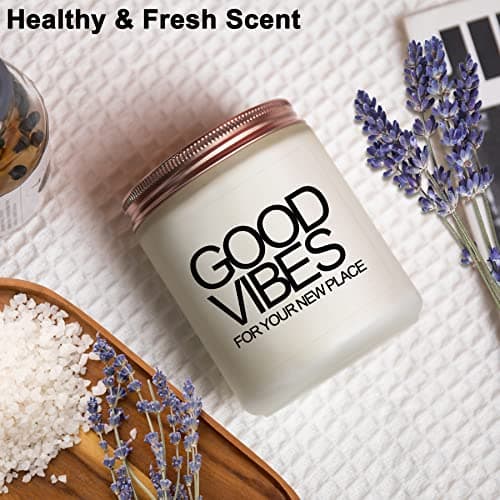 House Warming Gifts New Home, New Home Gifts, Good Vibes Candle, New House Essentials Best Presents for Women Couple Friends - Lavender Candles