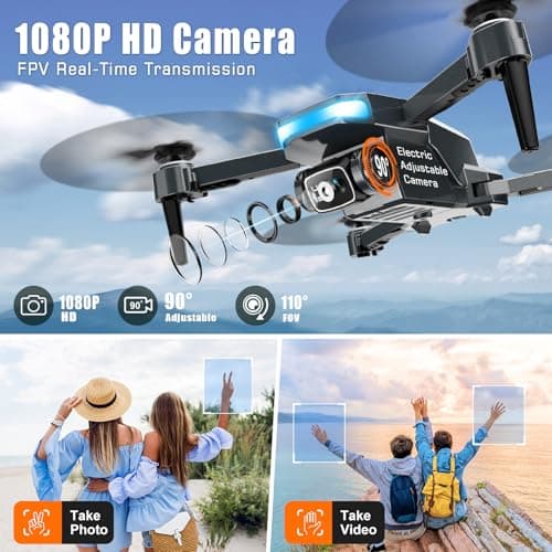 Drone with Camera, 1080P FPV Foldable Drone with Stable Altitude Hold, Gravity Control, Trajectory Flight, 90° Adjustable Lens, One Key Take Off, 2 Batteries, RAGPIP X66 Drone Toy for Kids Adult Beginners