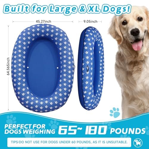 Inflatable Dog Float for Large Dogs, Up to 180 Lbs, Foldable & Puncture-Resistant Doggy Float for Pool, Portable Dog Float Bed Pet Swimming Accessory, Pet-Friendly Outdoor Fun, Blue