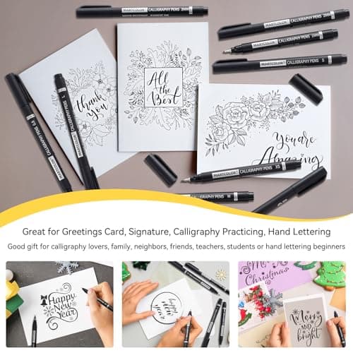MARTCOLOR Calligraphy Pens, 10 Size Calligraphy Pens for Writing, Brush Pen Calligraphy Set for Beginners, Calligraphy Brush Pens, Hand Lettering Pen for Art Drawing, Sketching, Scrapbooking