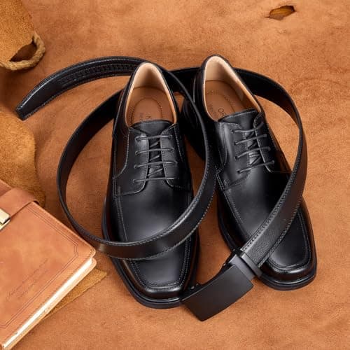 VATAN Men's Belt Leather Ratchet Belt for Men Dress Casual Every Day with Adjustable Buckle, Trim to Fit