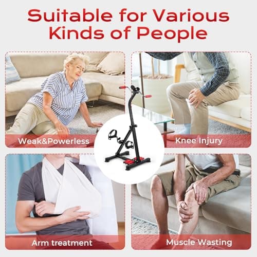 Adjustable Pedal Exerciser Bike for Seniors - Hand Arm Leg and Knee Therapy, Stroke Recovery, Portable Fitness Equipment for Total Body Workout - Great Gift for Elderly Rehab