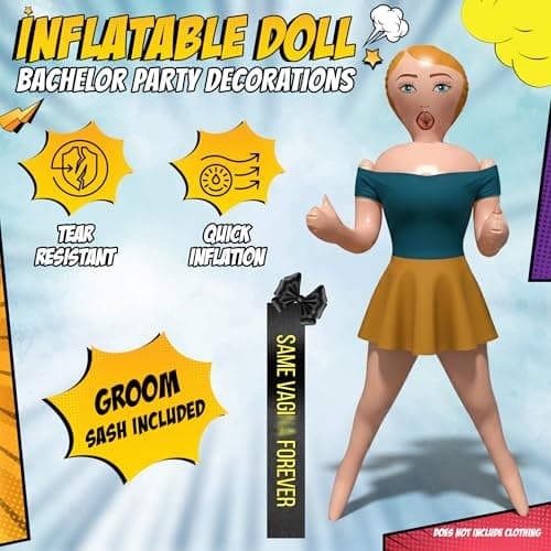 Inflatable Doll with Groom Sash - Bachelor Party Favors - Bachelor Party Decorations - Bachelorette Party Favors - Gag Gifts - 60" Blondi Care