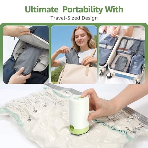 Vacuum Bags for Travel with Rechargeable air Pump, 9 Packs of 3 Sizes Vacuum Seal Bags for Clothing (9 Combo Set)