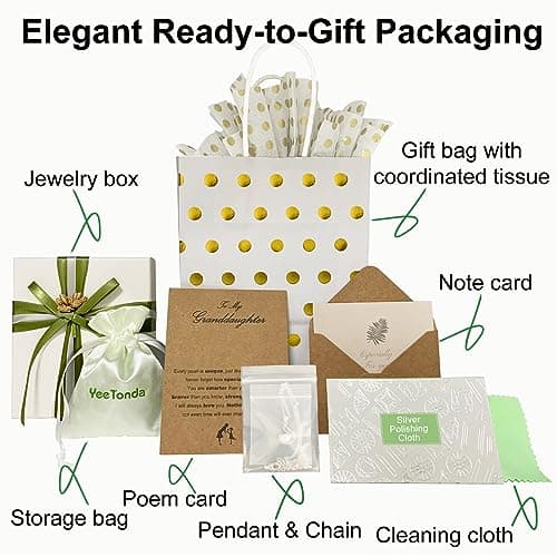 YEETONDA Granddaughter Necklace - Granddaughter Gifts from Grandma, Graduation Gifts for Her, Birthday Christmas Confirmation Wedding Keepsake Jewelry gifts for Granddaughter Teen Girls, Sterling Silver Freshwater Pearl Necklace