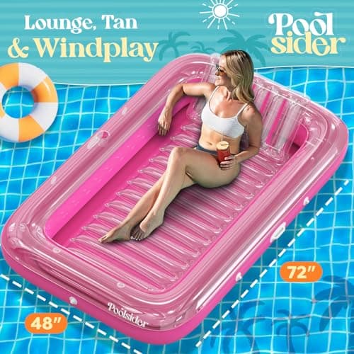 Premium Inflatable Tanning Pool Lounger | Inflatable Tanning Bed for Adults - 4 in 1 Multipurpose Suntan Tub | Pool Floats Adults, Inflatable Pool Float | Tanning Float - Sunbathing Pool Raft