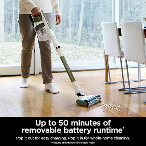 Shark PowerPro Flex Pet Plus Cordless Vacuum, FloorDetect Technology, MultiFLEX Wand, HEPA Filter, for Carpets & Hard Floors, Up to 50-Minute Runtime, Powerful Pet Hair Pickup, Olive, IZ387H