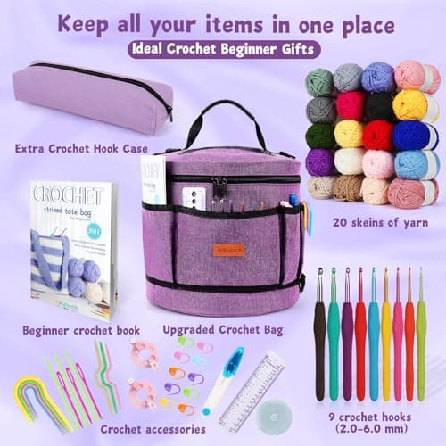 Katech Crochet Kit for Beginners, Beginner Crochet Kit for Adults-Crochet Kits Includes Crochet Hooks Knitting Bag Crochet Yarn for Crocheting Instruction Knitting Kit Crochet Supplies Gift