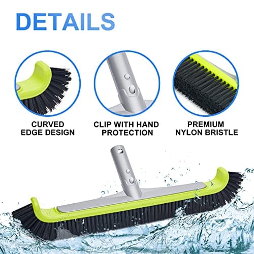 Sepetrel 17.5" Pool Brush Head for Cleaning Walls,Heavy Duty Inground/Above Ground Swimming Pool Scrub Brushes with Premium Strong Bristle & Reinforced Aluminium Back