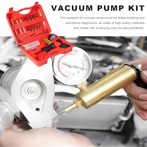 YTFRL Hand Held Vacuum Pump Brake Bleeder Kit, Brake Clutch Fluid Bleeder Vacuum Pump Pressure Tester with Gauge Adapters, Automotive Brake Fluid Bleeding Set with Protected Case