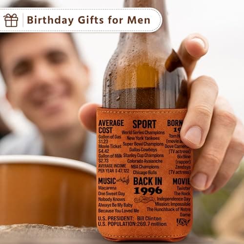 Cheers to 30 Years Vintage 1996 Leather Can Sleeve, Funny 30th Birthday Bday Gift for Dad, Mom, Husband, Wife, Uncle, Papa 30th Birthday Gifts Men 30 Years Old Happy Birthday Decorations for Women B0GS61V21G
