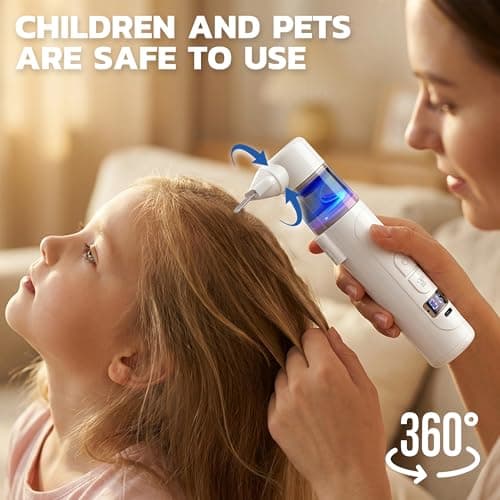 Dyhodu Electric Lice Comb, 2 in 1 Lice Vacuum Comb Rechargeable Multifunctional Metal Removal Flea Brush Kit for Cat Dog All Hair