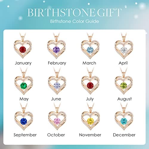 CDE Forever Love Heart Necklaces for Women, Wedding Anniversary, Birthday Mothers Day Christmas Day Gifts for Mom, Mother, Wife, friend, S925 Silver Jewelry with Birthstone Pendant