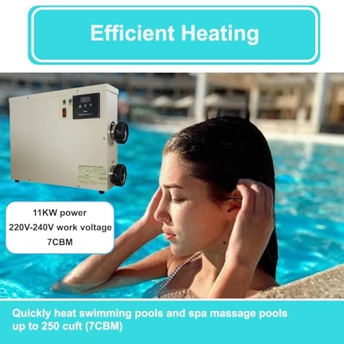 Upgrade Pool Heater-11KW 220V Thermostat Electric Swimming Pool Heater,Digital Touch Display Energy Efficient Pool Water Heater for Spa Relaxation, Bathtubs and Above Ground in-Ground Pools-11KW 220V