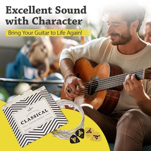 Belfort Classical Guitar Strings Nylon - Classical Nylon Strings Coated in Silver - 6 Guitar String Set + Extra 1E - Cuerdas para guitarra acustica - Cuerdas de guitarra acustica