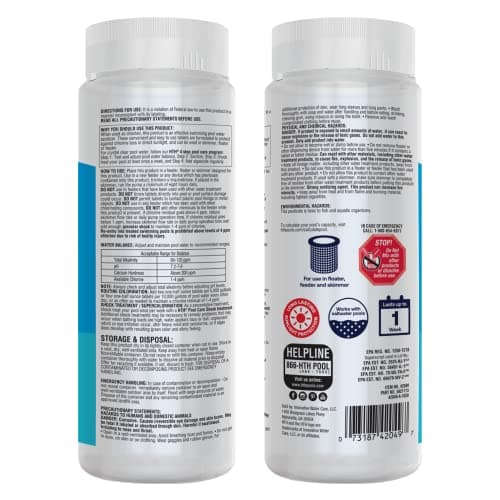 HTH 42049 Pool Care 1" Chlorine Tabs, Swimming Pool Sanitizer with Added Clarifier - Eliminates Bacteria & Algae, Makes Water Clean & Crystal Clear, Sanitizes & Protects - Slow Dissolving, 1.5 lbs