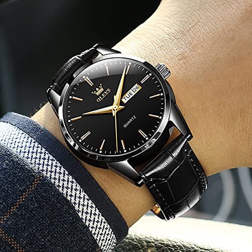 OLEVS Amazon Watches,Brown Leather Watch for Men,Men Day Date Watch,Men's Luminous Watch,Dress Watch for Men,Rose Gold Watch for Men,Men's Fashion Quartz Watch,Waterproof Brown Man Watches