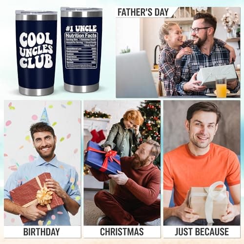 Christmas Best Uncle Gifts for Men - Cool Uncles Club 20 oz Stainless Steel Cup Insulated Travel Tumbler with Lid - Uncle Birthday Gifts for Brother, Presents for Men