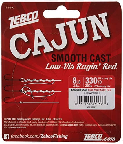 Zebco Cajun Line Smooth Cast Fishing Line, Low Vis Ragin' Red