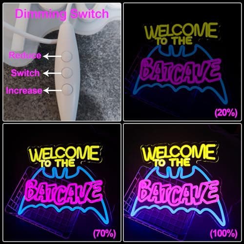 Bat Cave Neon Sign - Wall Decor, Halloween Deocr, Room, Funny Home Decor, Neon Light, LED Sign, Hanging, Bedroom, Dorm, Man Cave, Christmas Supply (USB)