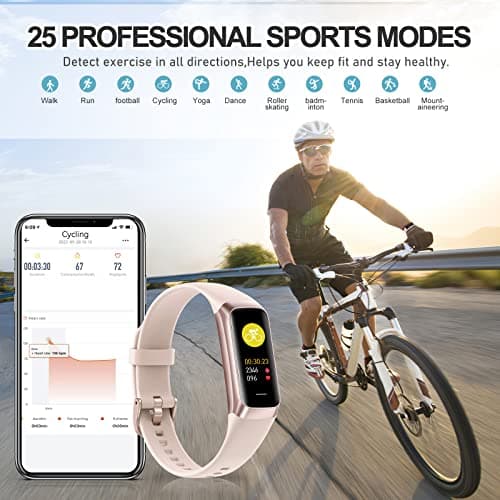 Zeacool Fitness Tracker with 24/7 Heart Rate, Blood Oxygen Blood Pressure Sleep Monitor, Activity Trackers 5 ATM Waterproof,Step Calorie Counter Pedometer Health Smart Watch for Women Men Pink