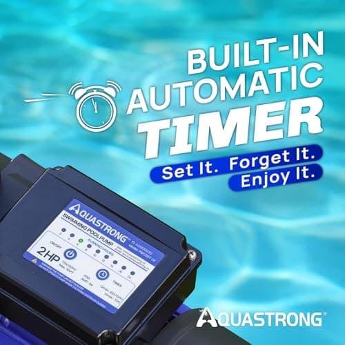 AQUASTRONG 20in Sand Filter Pump for Above Ground Pool with Timer, 2 HP, 8917 GPH Pool Pumps Above Ground for Pools Up to 38000 GAL, Pool Filter With 6-Way Valve, Improved Circulation and Filtration